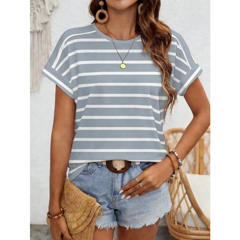 JPNTKY Women's Fashion Casual O-Neck Short Sleeve Blouses & Shirts