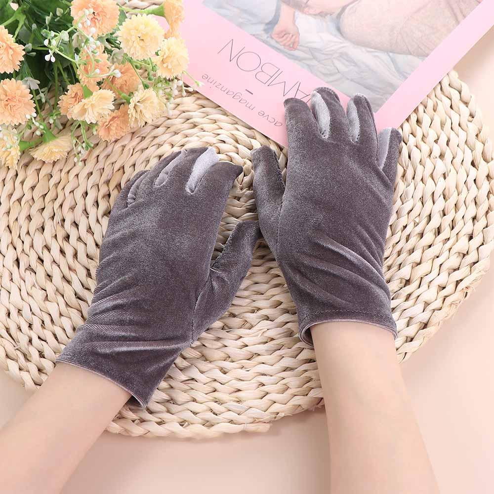 Etiquette Winter Women Autumn Soft Full Finger Mittens Elastic Gold Velvet Gloves Driving Gloves