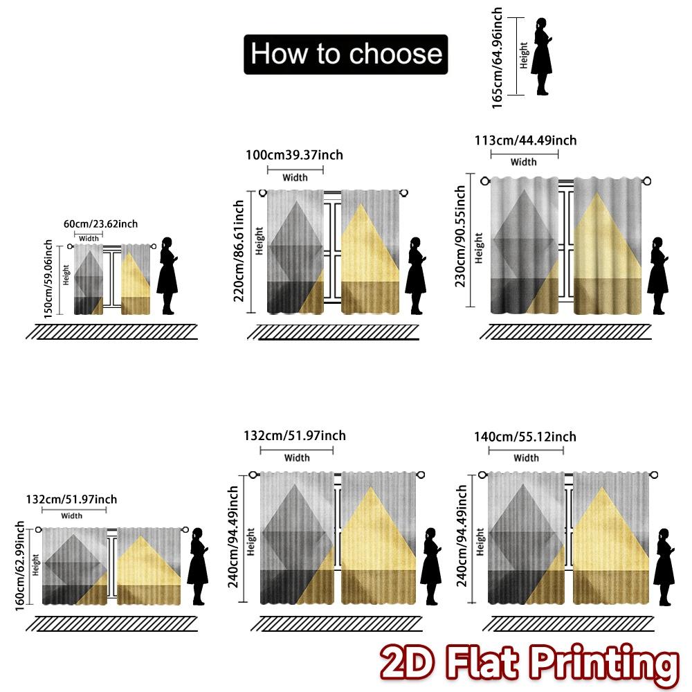 Flat Printing Curtains Without Rod Golden Triangle Abstract Valentine Is Day Festival Versatile Curtain Set Of 2 Minimalist Made Polyester Washable