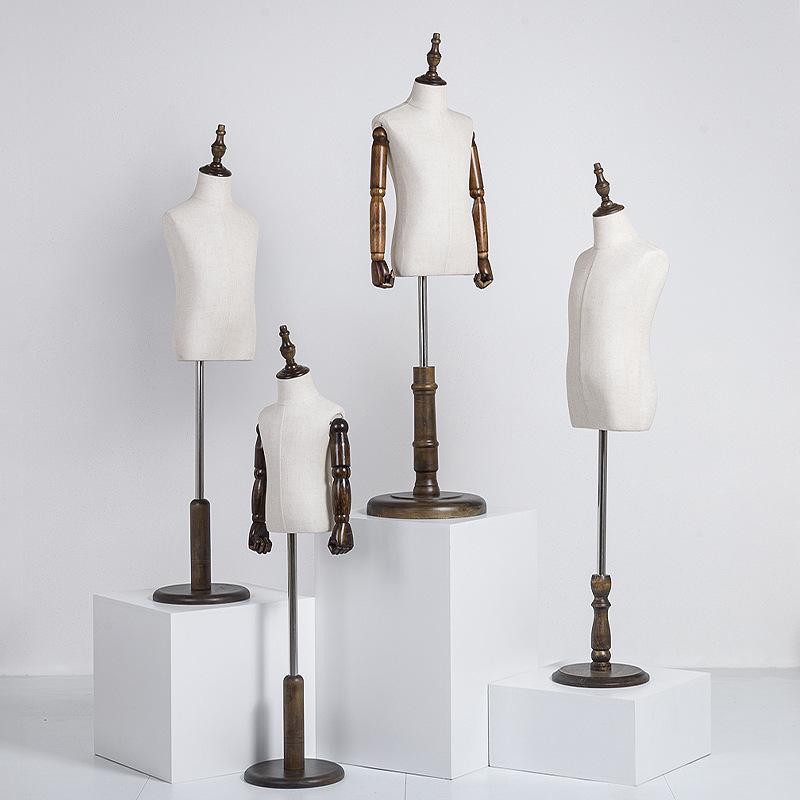 Child Mannequin Display Stand: Solid Wood & Fabric for Toddler Clothing