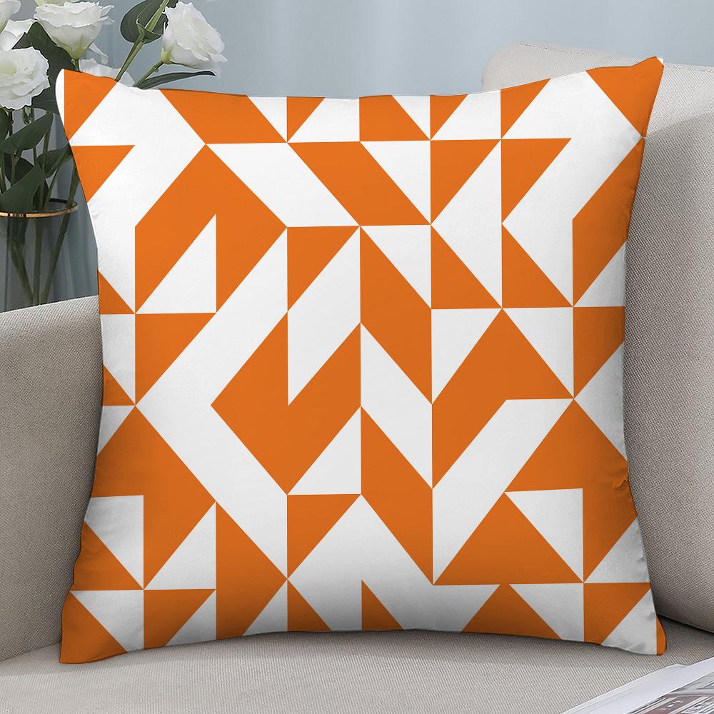 Orange Geometric Pillow Case 3D Print Polyester Fiber 40*40 cm Home Sofa Throw Pillow Cover Decoration Festival Gift