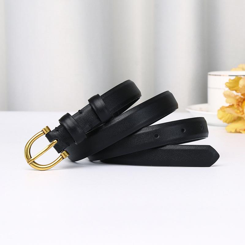 Ceinture Minimaliste Luxe Léger pour Femme Tendance Mode Cuir Polyvalente Élégante Haut de Gamme Première Couche Cuir de Vachette Ceinture Fine pour Femme