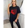 Women's Short-Sleeve T-Shirt with Red Sequin Broken Heart (Scattered Small Hearts) Print