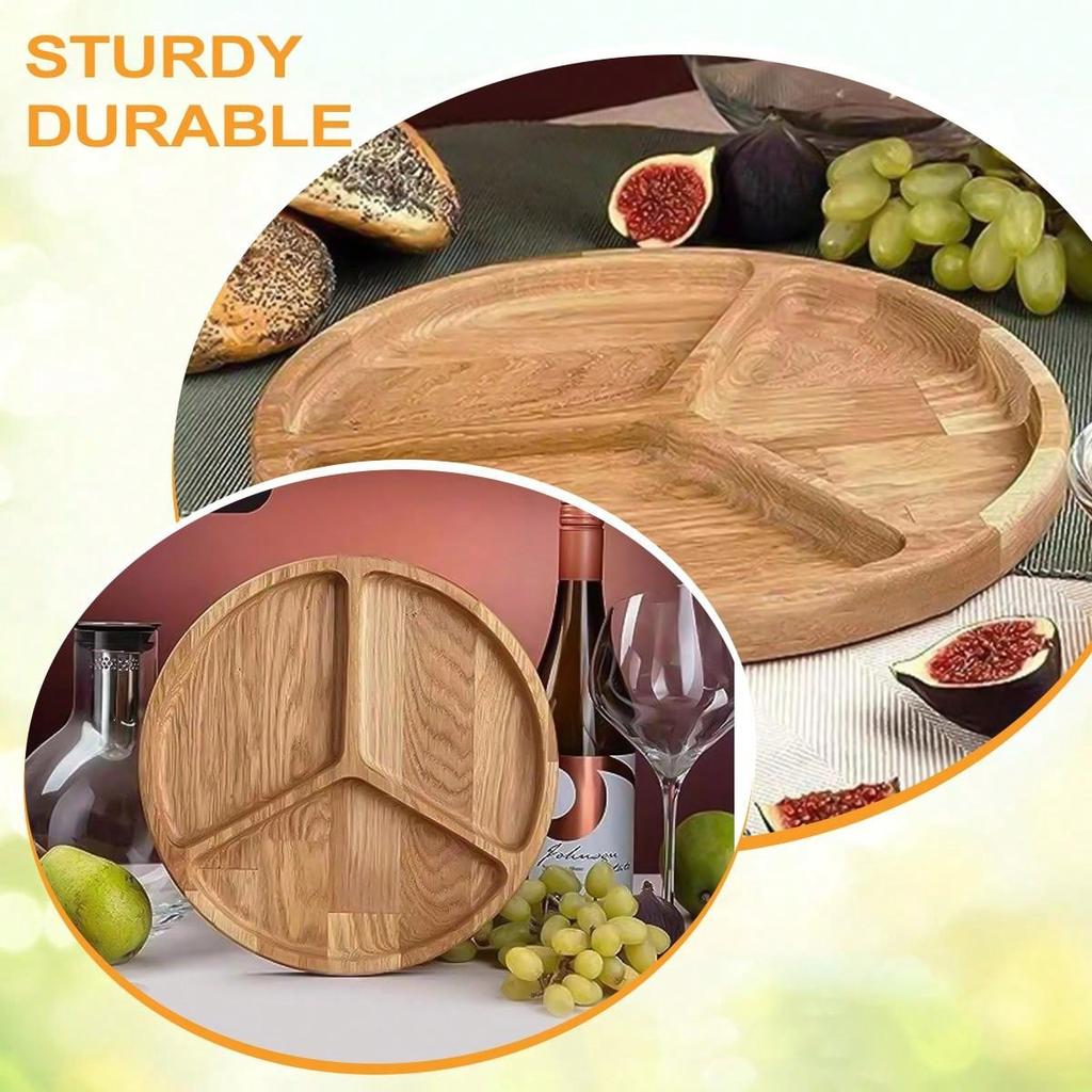Leeseph Acacia Wood Serving Plate, Food Tray Nut Candy Bowl Fruit Storage Bread Plate Snack Tray or Home Office Decor Tray