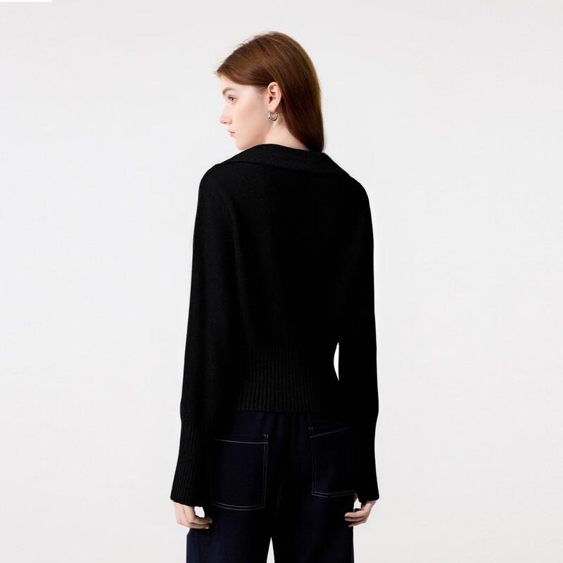 FivePlus Women's Slim Fit V-Neck Knit Sweater with Woven Chain Detail