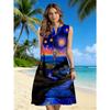 Robe Mi-longue Sans Manches à Col en V pour Femme, Imprimé Paysage Artistique, Robe Trapèze Décontractée Ample pour l'Été, Tenues de Plage, Vacances