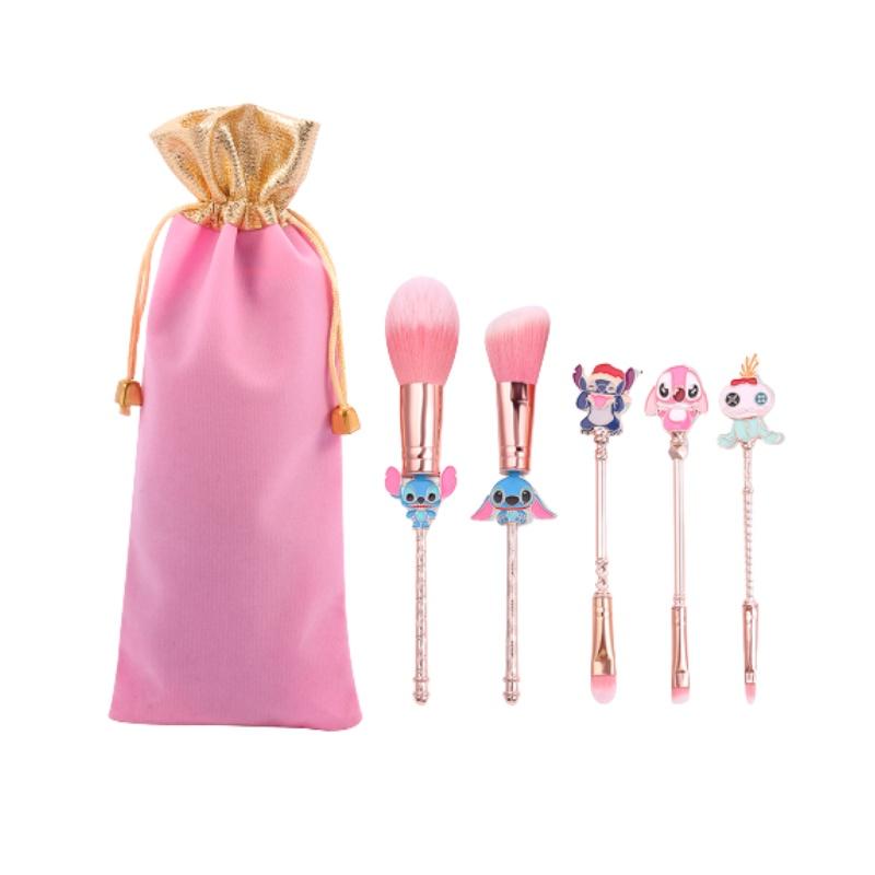 

Стич Мультяшный 5 шт. Кисти Косметика Брови Инструмент для макияжа Набор кистей Вееры Подарки Pink Set A