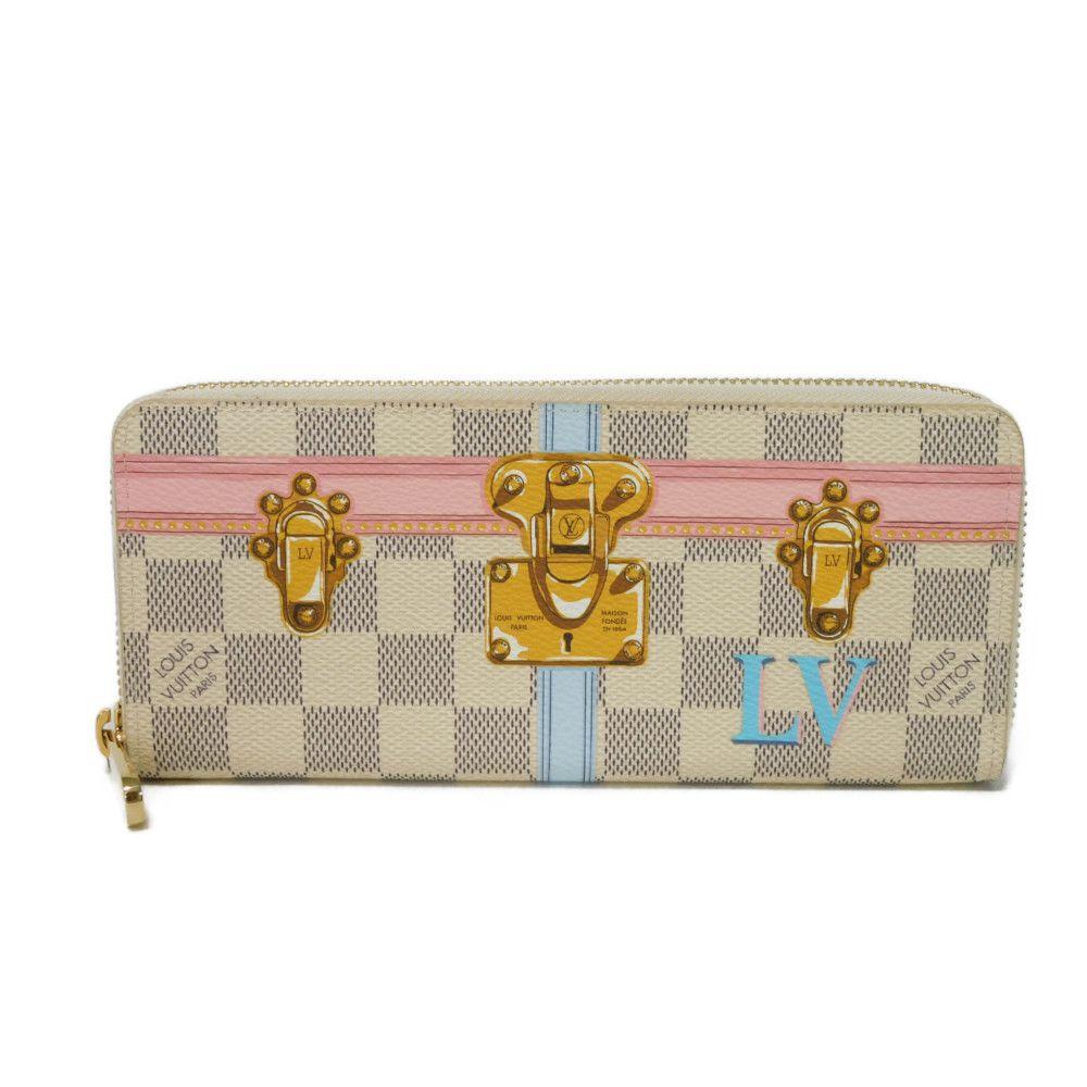 Used 12564 Portefeiulle Clemence N60109 7940 LV logo trompe l'oeil Damier As summer trunk Rose Ballerine Ladies from