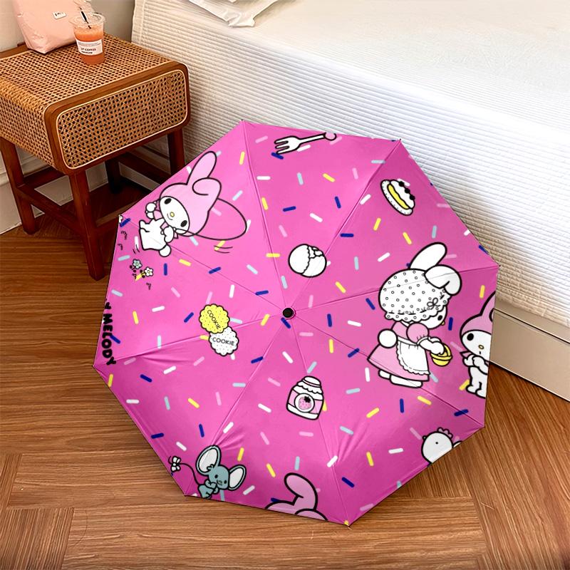 My Melody pattern, automatic folding umbrella, portable and foldable design, 8 ribs, a Christmas or birthday gift.