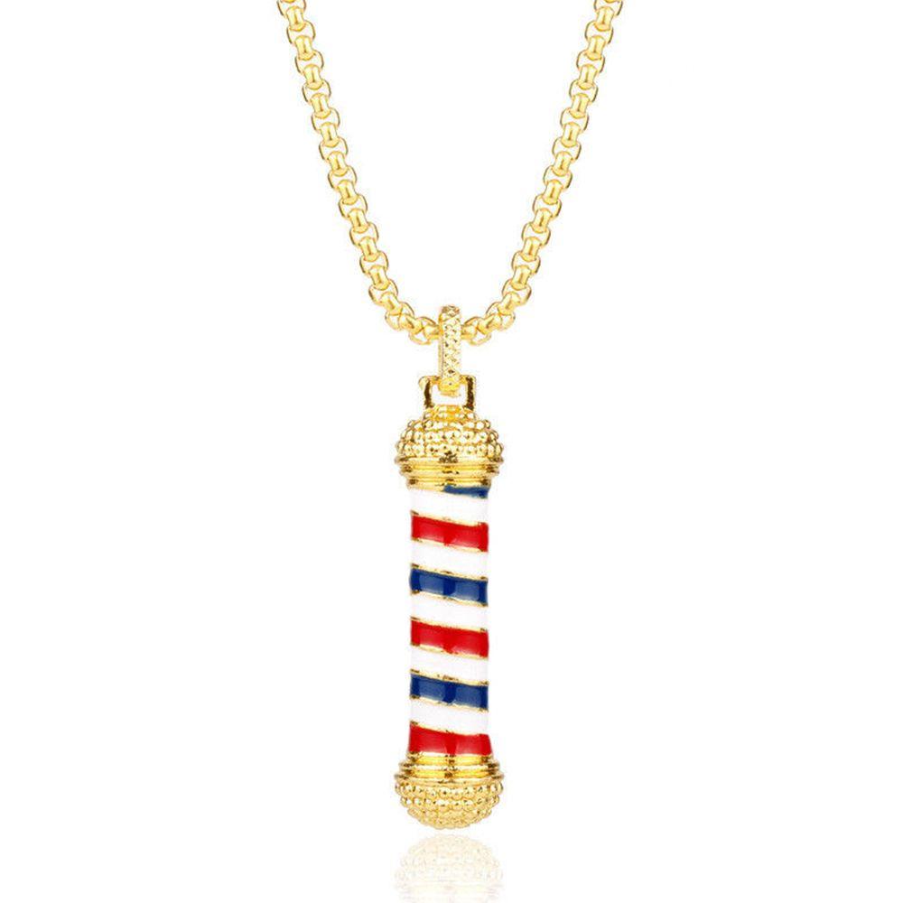 New Retro Fashion Barbers Rotating Light Barber Shop Necklace Jewelry Pendant Chain