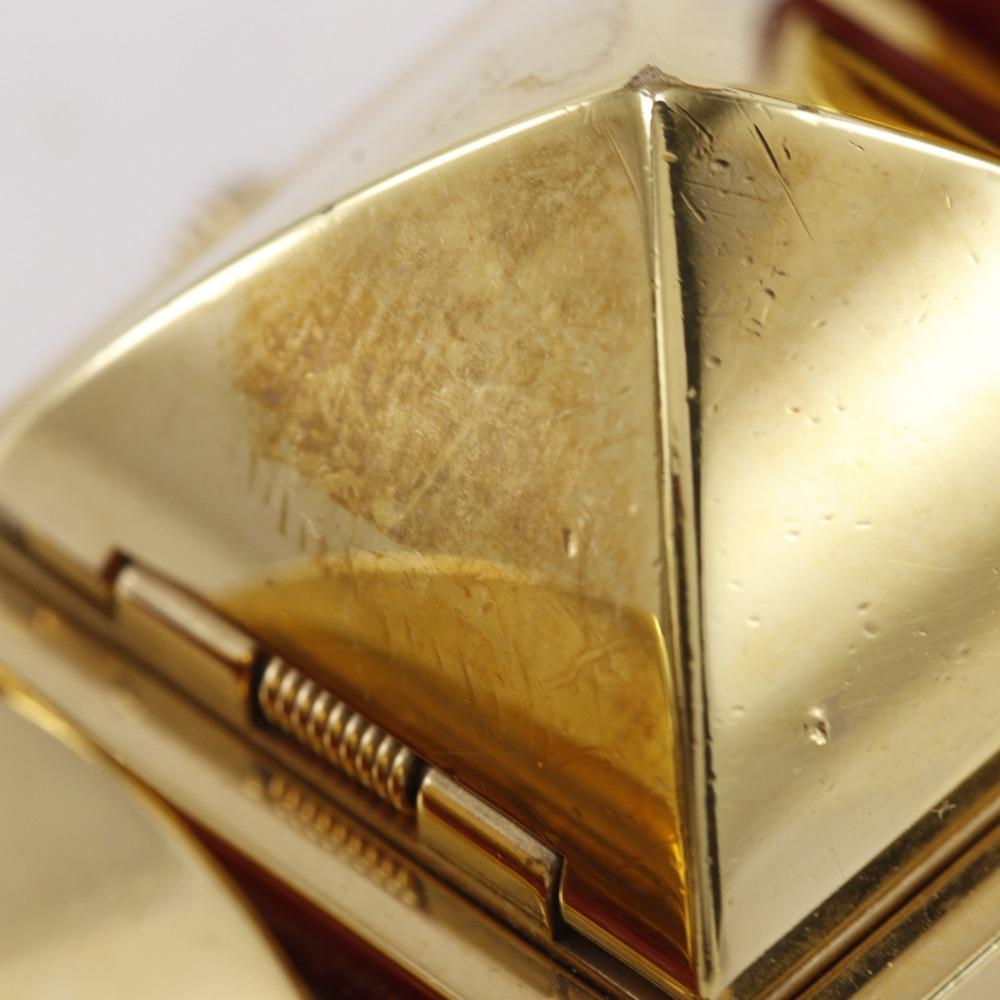 Hermes Medor Uhren Vintage Gold Weißes Zifferblatt Vergoldet/Leder Quarz Analoganzeige Damen Gebraucht