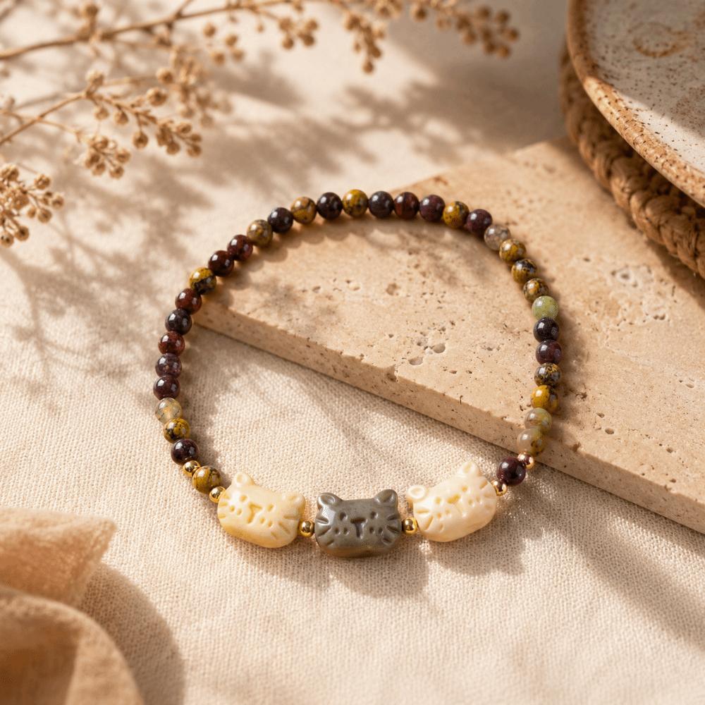 Ornaments New Chinese Style Cat Bracelet Best Friend Cute Zen Beaded Bracelet Resin Women Jewelry Gift