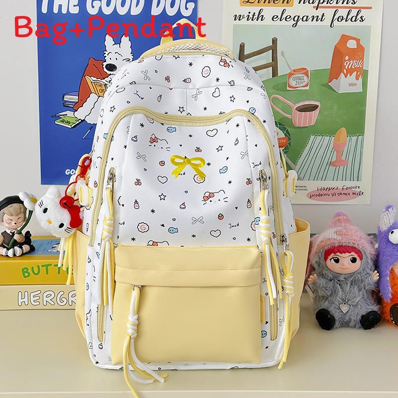 Cartoon Schmetterlingsknoten Rucksack für Mädchen Mit Großer Kapazität Und Druckmuster