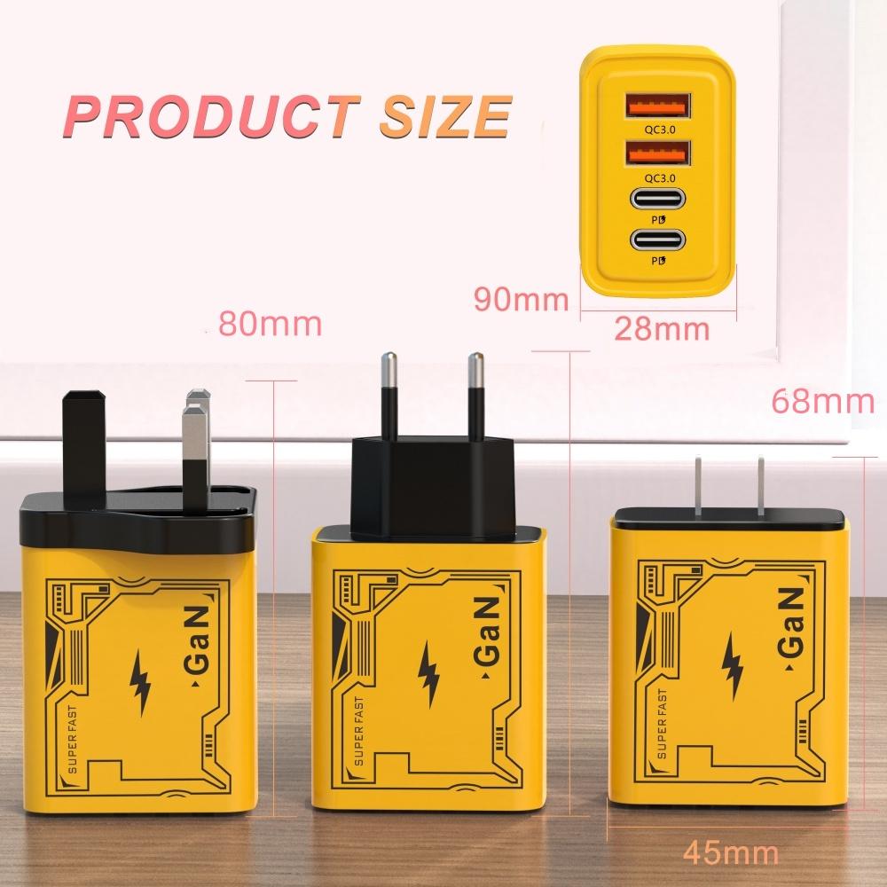 4 Ports 120W USB C PD Charger Quick Charge 3.0 Type C USB Fast Phone Charger Adapter for iPhone 16 15 14 Samsung Xiaomi