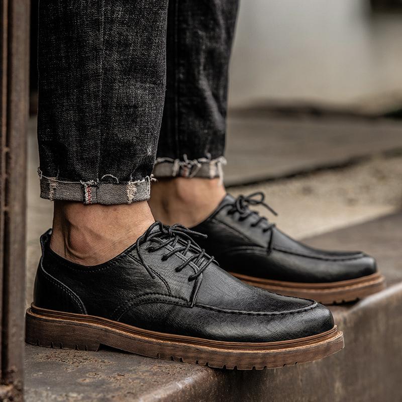 Trendy Brand Men's Low Top Shoes Wear-resistant Outdoor Casual Shoes Office Business Shoes Men's Genuine Leather Casual Shoes