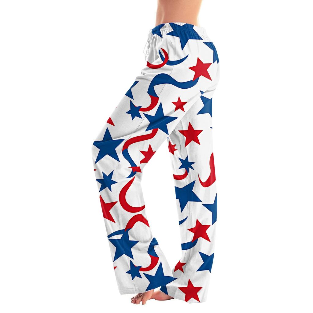 Damen Lässige Mode Komfort Pyjamahose Druck Kordelzughose Volle Länge Lang