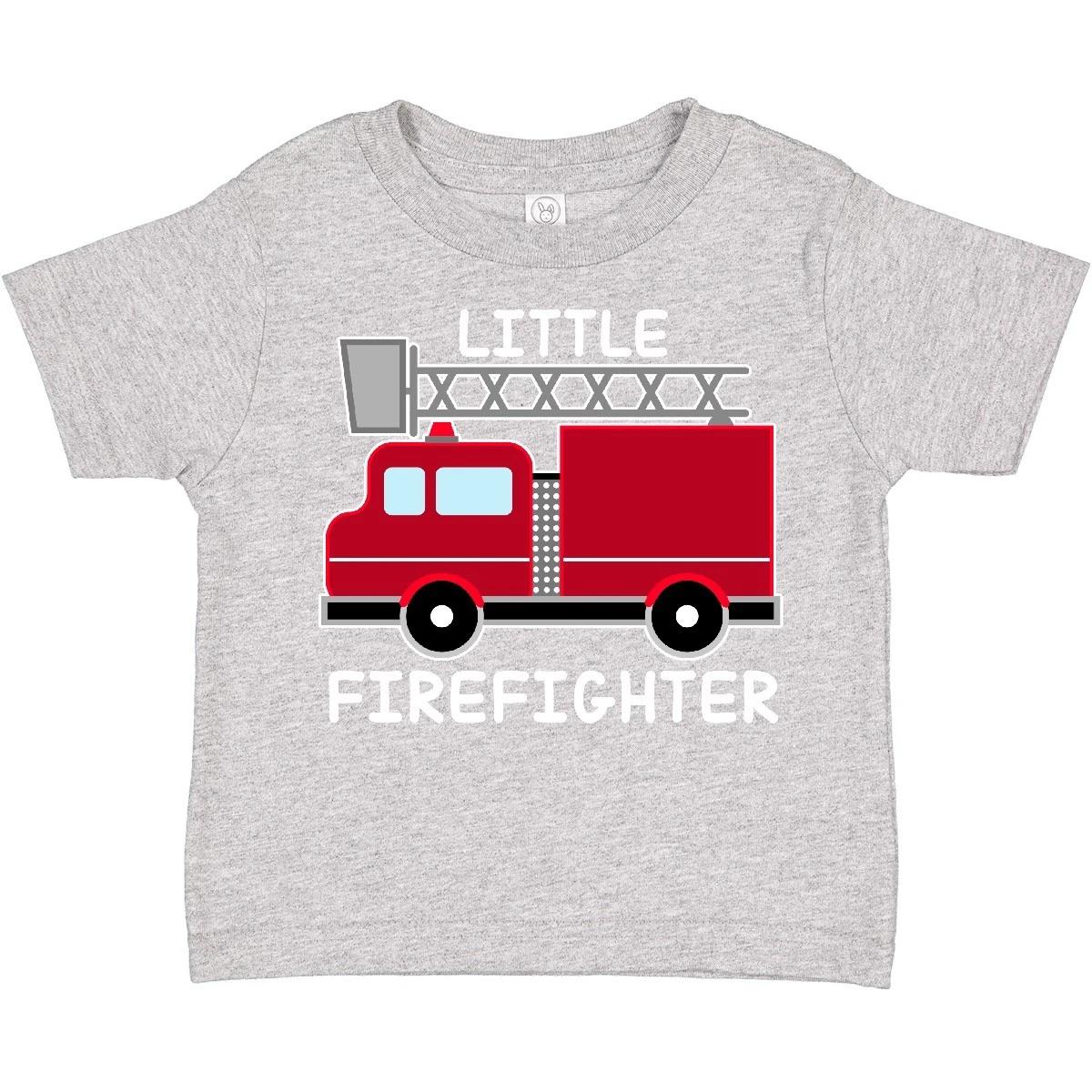 Inktastic Red Fire Little Firefighter White Text Toddler T-Shirt Truck Firetruck 100