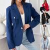 European & American Women's Fashion Double-Breasted Solid Color Blazer Jacket, 2024 Autumn/Winter Collection.