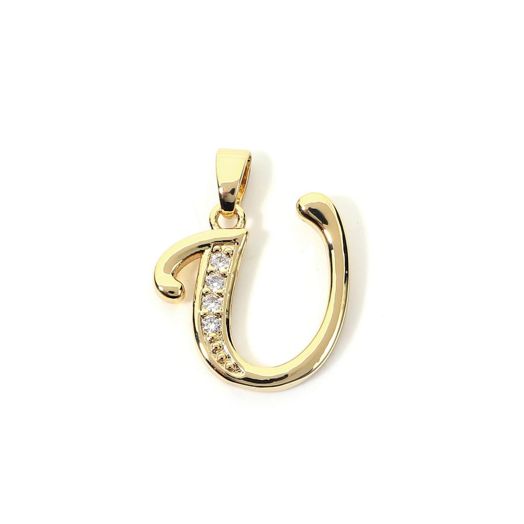Fashion Gold Plated Letter Charms Alphabet A-Z Zircon Metal Letter Pendants For Jewelry Making DIY Bracelet Necklace Accessories