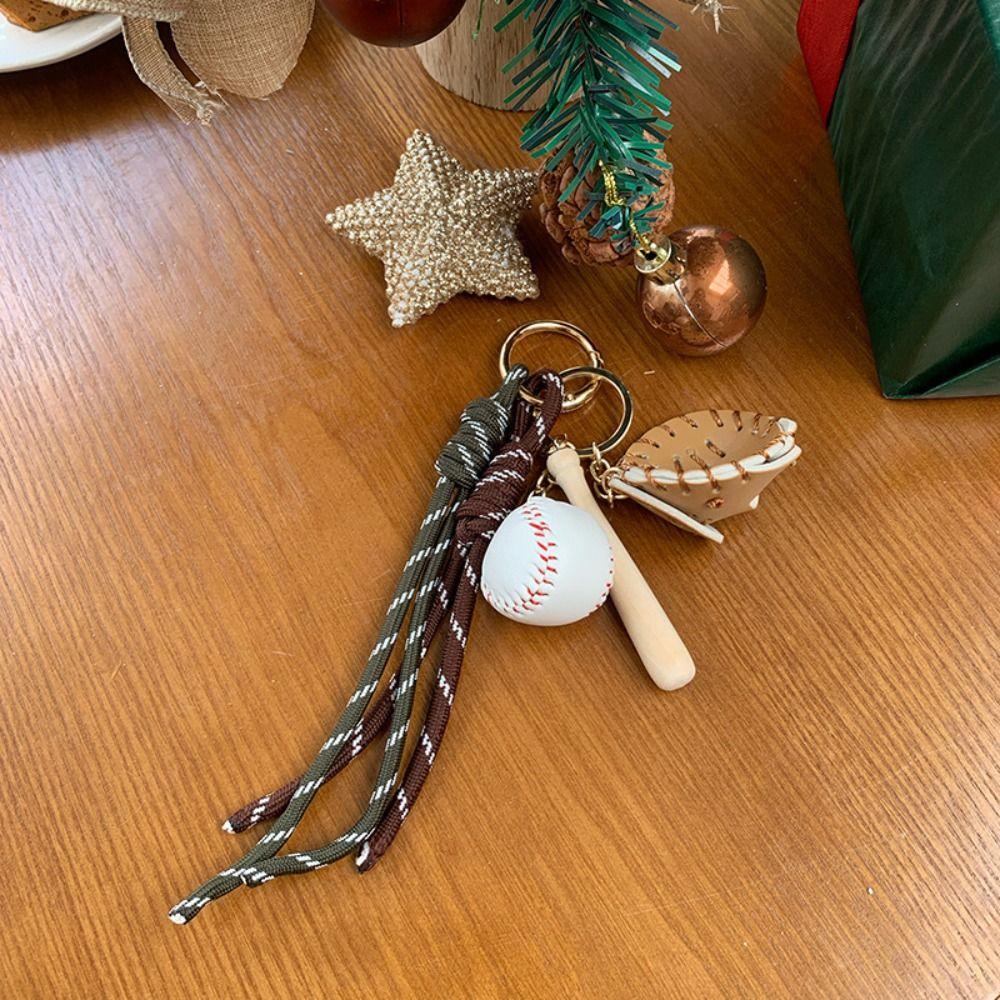 Nylon Braid Rope Bag Charms Weave Rope Car Key Chain Baseball Braid Rope Pendant Backpack Decor