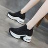 Fashion 8cm Air Mesh Stretch Fabric Sock Knitted Spring Autumn Platform Wedge Ankle Slip on Bling Women Fashion Rhinestone Booties Shoes
