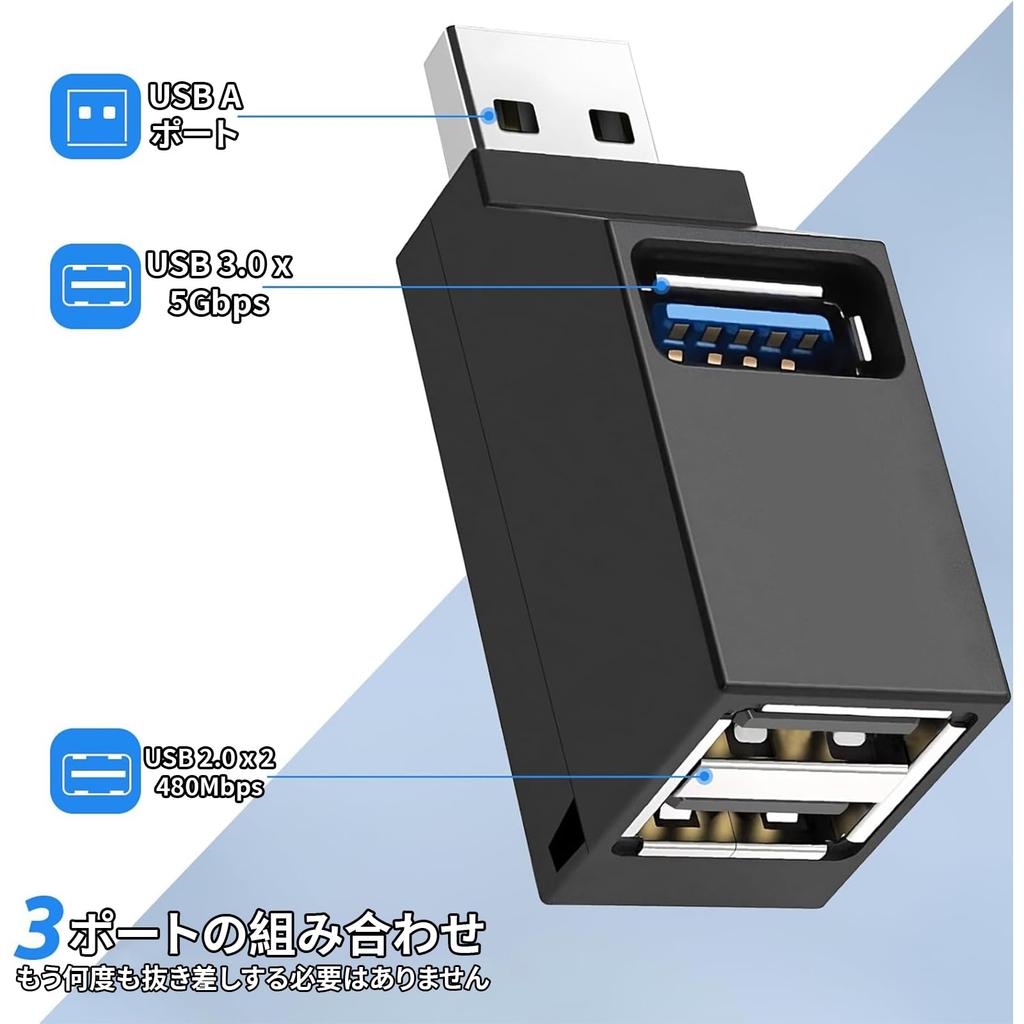 BOJIDO USB USB USB Combo Lightweight Design for Portable Data Perfect for Working from Home Hub, 3-Port 3.0 + 2.0 Hub, Bus-Powered, Ultra-Small,