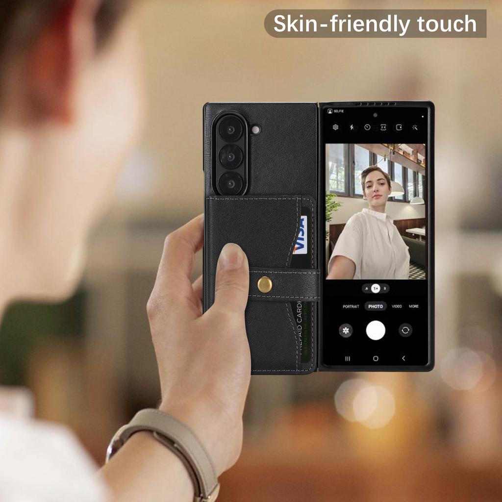 For Samsung Galaxy Z Fold6 5G Kickstand Case Detachable Card Bag Magnetic Case PU Leather Coated TPU Phone Cover