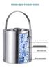 Stainless Steel Double-Layer Ice Bucket with Handle and Lid for Champagne, Wine, or Bar Use