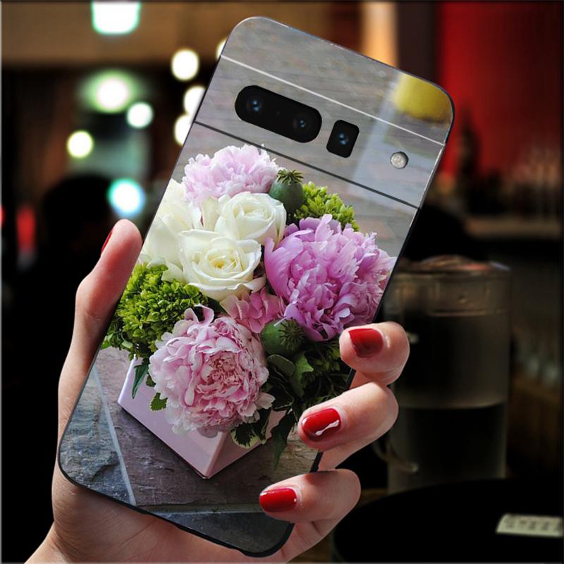 Phone Case For Google Pixel 10 9 Pro XL 9A 8 7 6 Pro Pixel 8A 7A 6A Pixel 8 7 6 5 Peony Flower