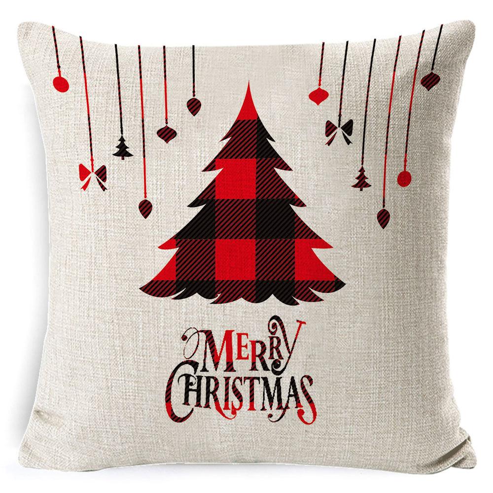 Furniture New Linen Pillow Christmas Pillowcase Sofa Cushion Home Lumbar Pillow