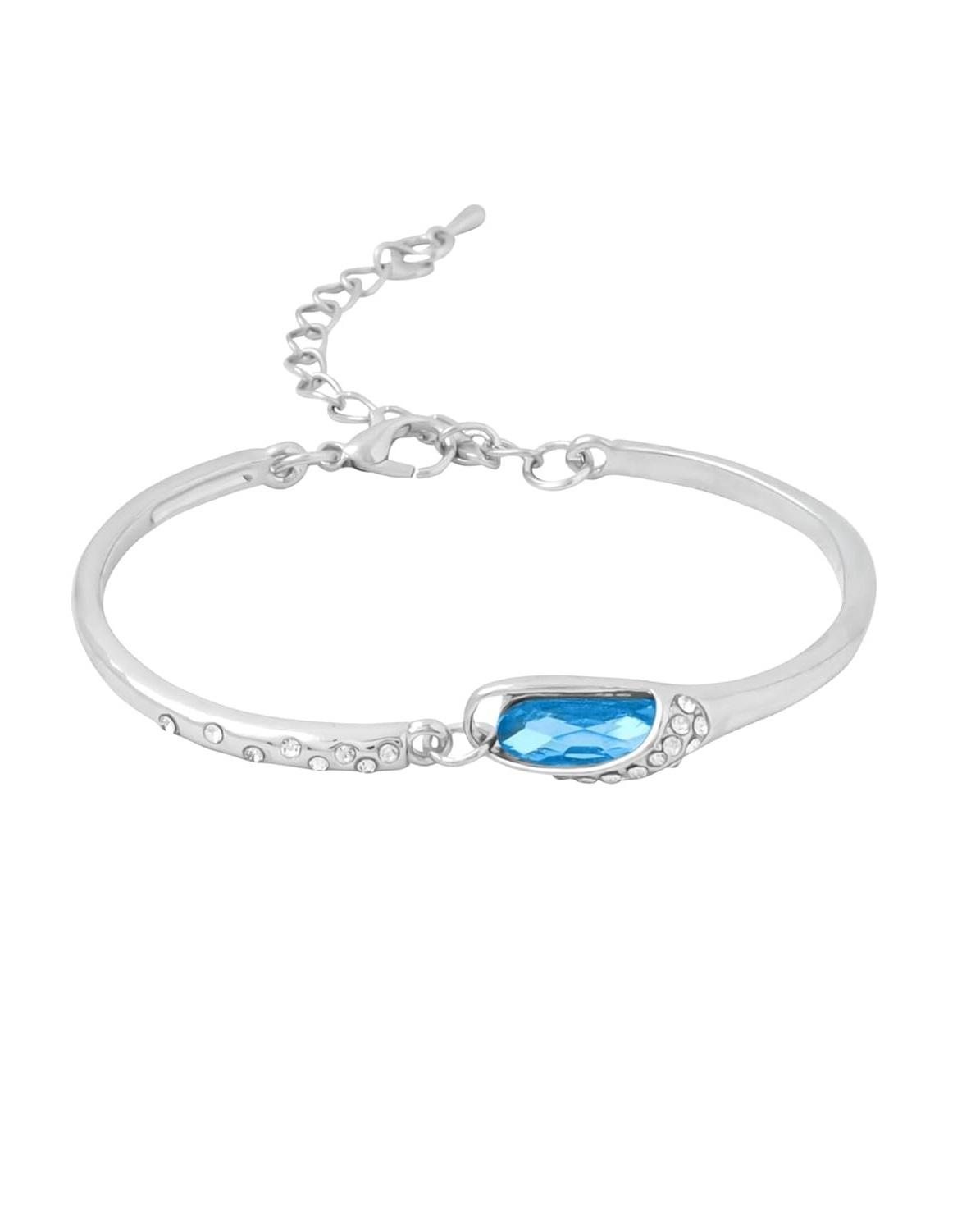 

Bracelet for Women and Girls Blue Crystal Bracelets for Women | Silver Toned Blue Crystal Bracelet for Girls | Birthday Gift Onesize