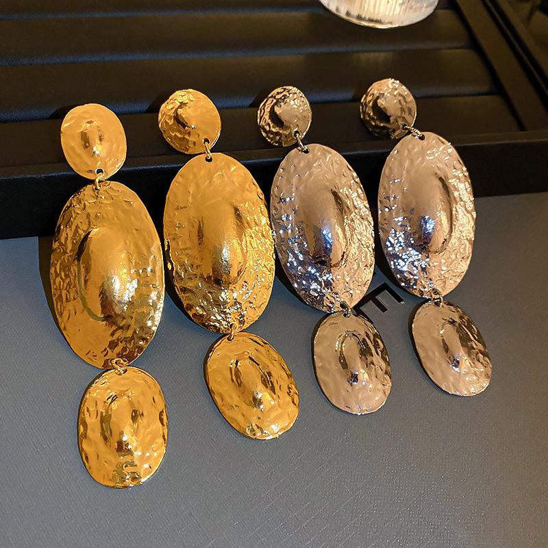 Elliptical Geometric Tassel Earrings, Long Style, High-end Earrings for Women