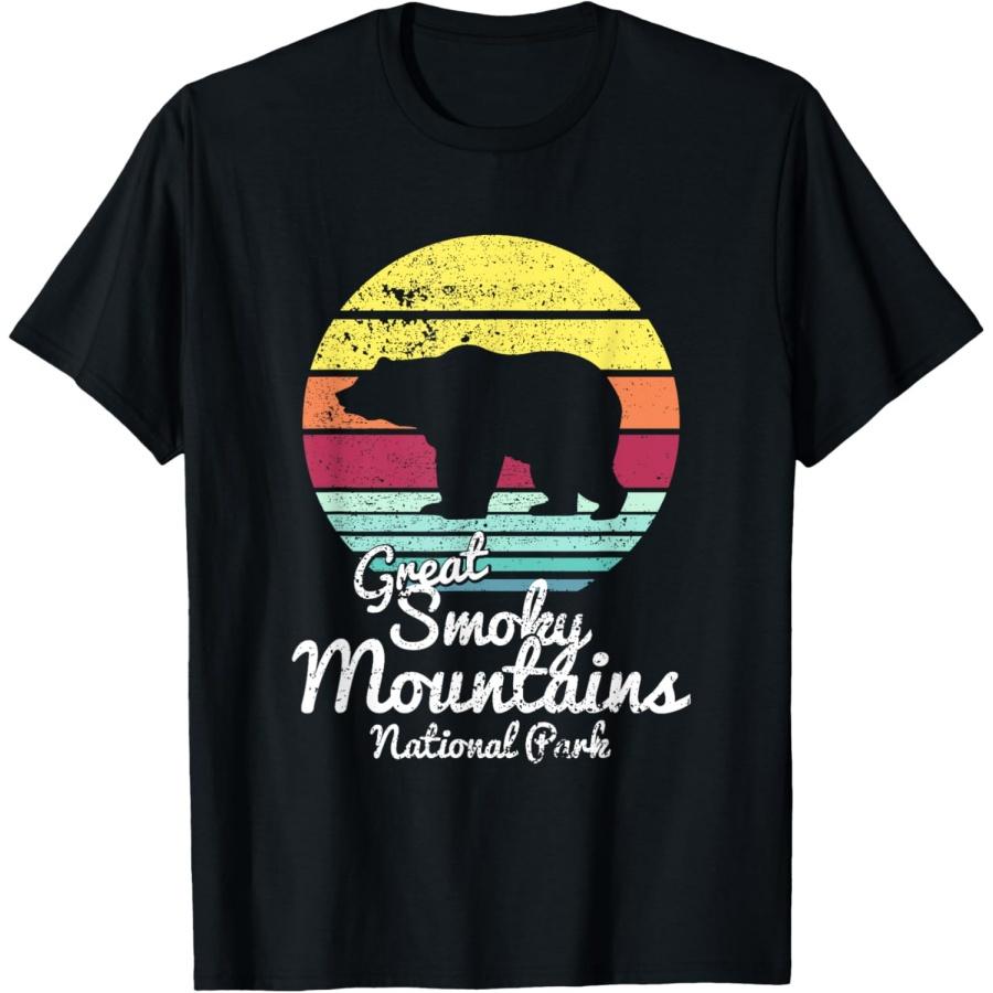 Retro Great Smoky Mountains National Park TN Bear T Shirt T-Shirt S