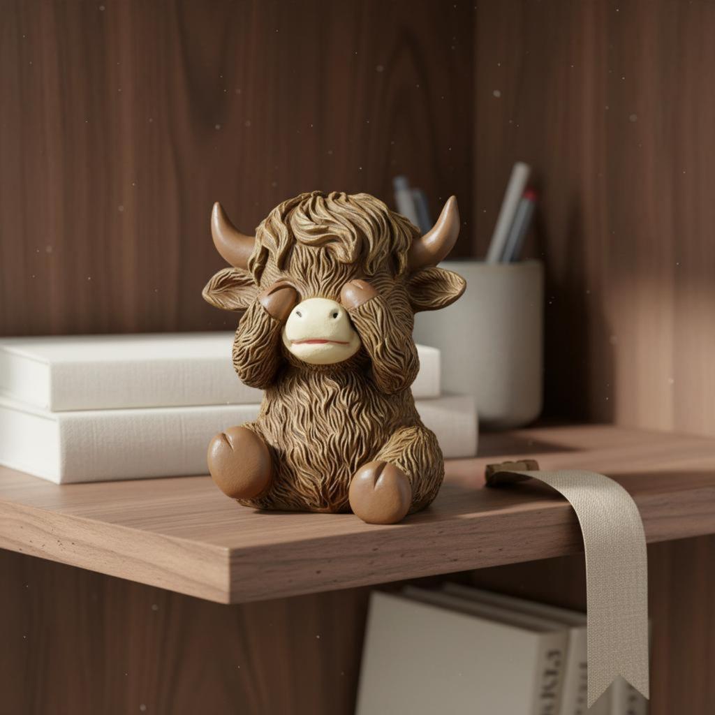 Mini Highland Cow Figurine Miniature Highland Cow Figurine Handmade Look for Study Room