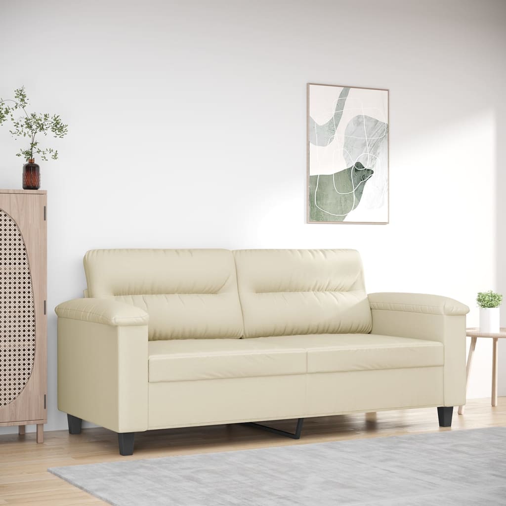 2 Seater Cream Sofa 140 Cm Faux Leather