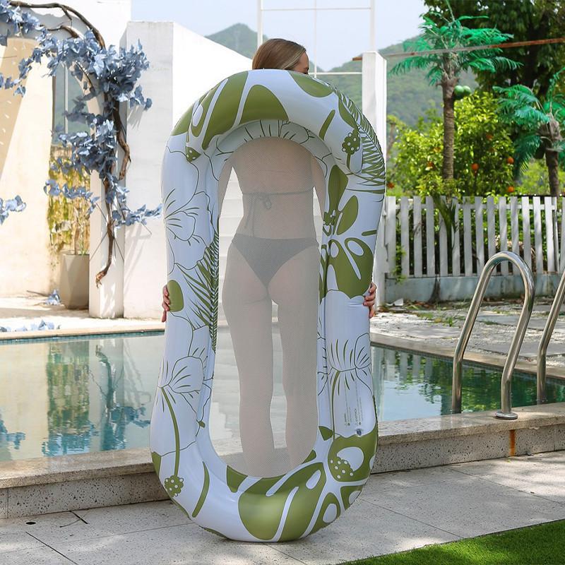 Flower Pattern Inflatable Lounger Portable Floating Bed Foldable Water Chair Wholesale