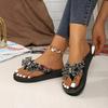 [Rhinestone Flip-Flops] Sparkling Black Rhinestone Women's Flip-Flops | Slip-On Comfort with EVA Cushioned Sole, Casual Sandals for All-Season Wear