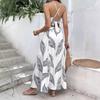 New Vacation Print Elegant Two-piece Set Sling Sleeveless Top and Slit Skirt sets Women