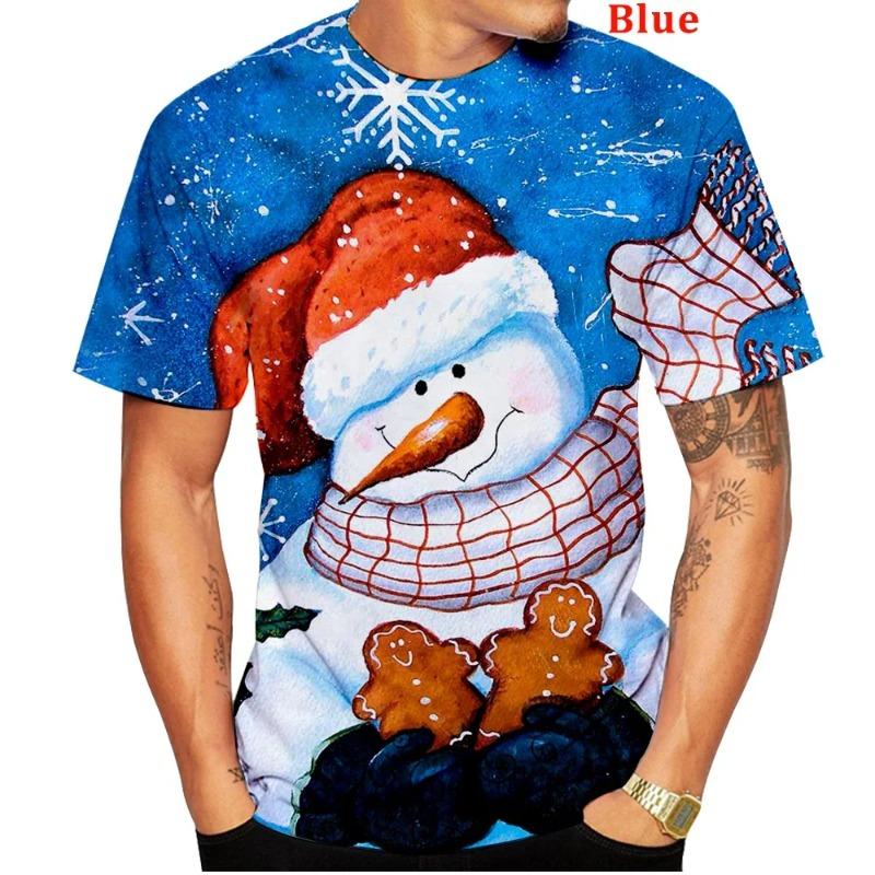 3D Printed Men's T-shirt Short Sleeve Christmas Casual Santa Claus Cartoon O-Neck Short Sleeve Tee