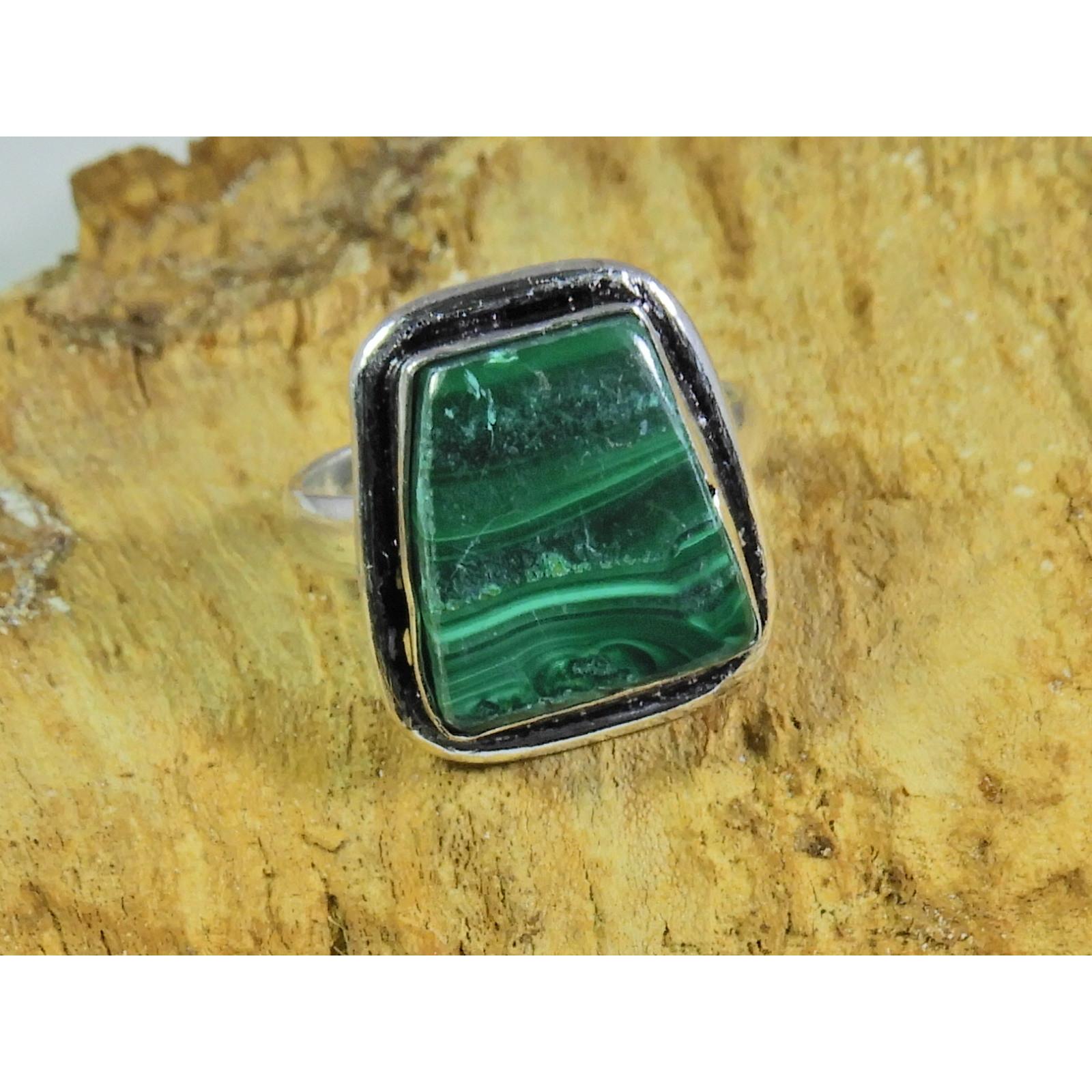 

Natural Green Malachite 925 Solid Sterling Silver Ring Size US-6.5 PG-115
