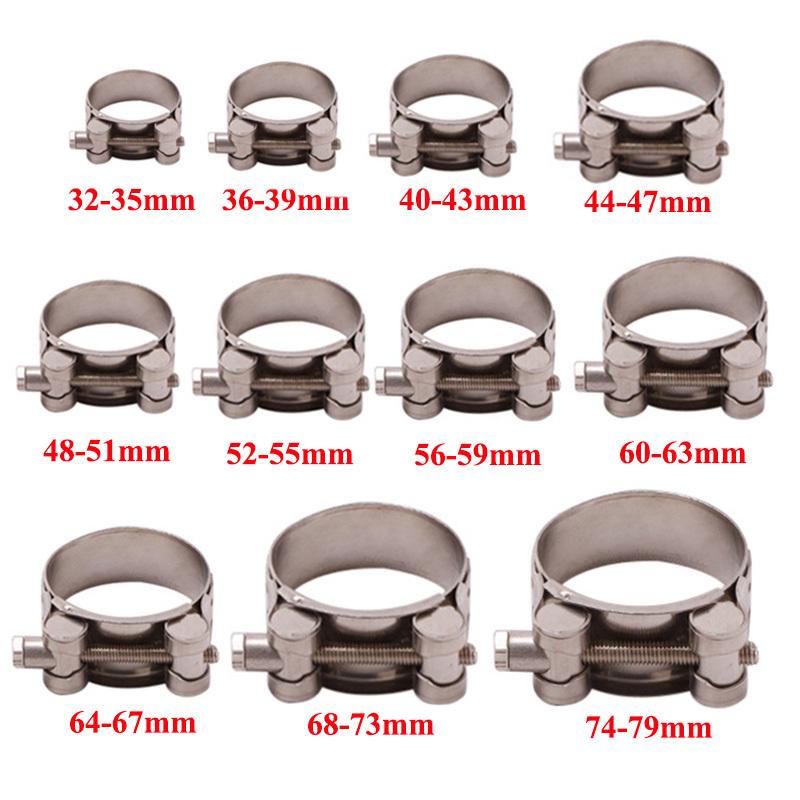 Universal Motorcycle Stainless Steel 304Single Exhaust Pipe Clamp Exhaust Tube Clip For Slip-on Type Muffler Silencer Adjustable