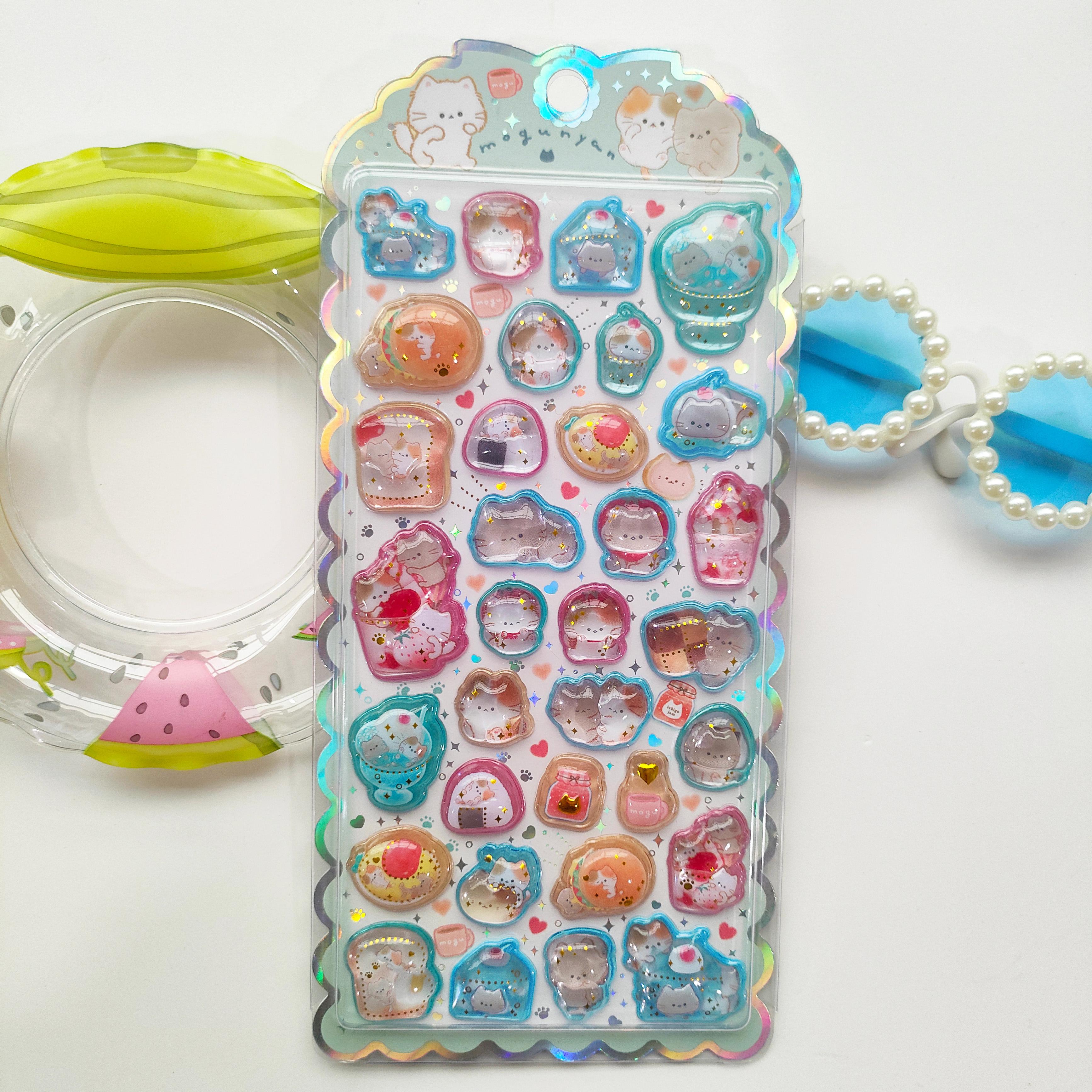 

3D Animal Gem Relief Stickers Cute Cat Panda Candy Color Transparent DIY Decor for Laptop Phone Notebook Kids Girls Gift Toys