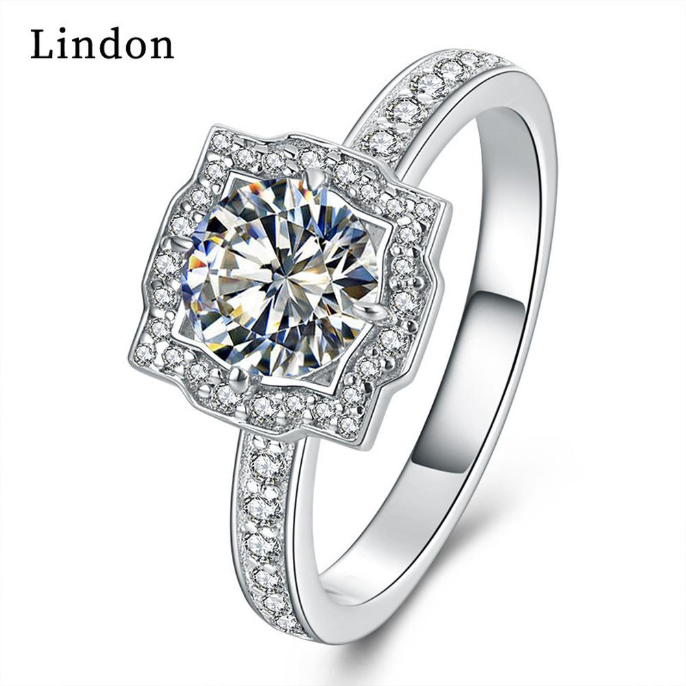 Lindon Klassischer Zirkonring aus Kupferlegierung, Damenschmuck, Hochzeitsversprechen, Partygeschenk