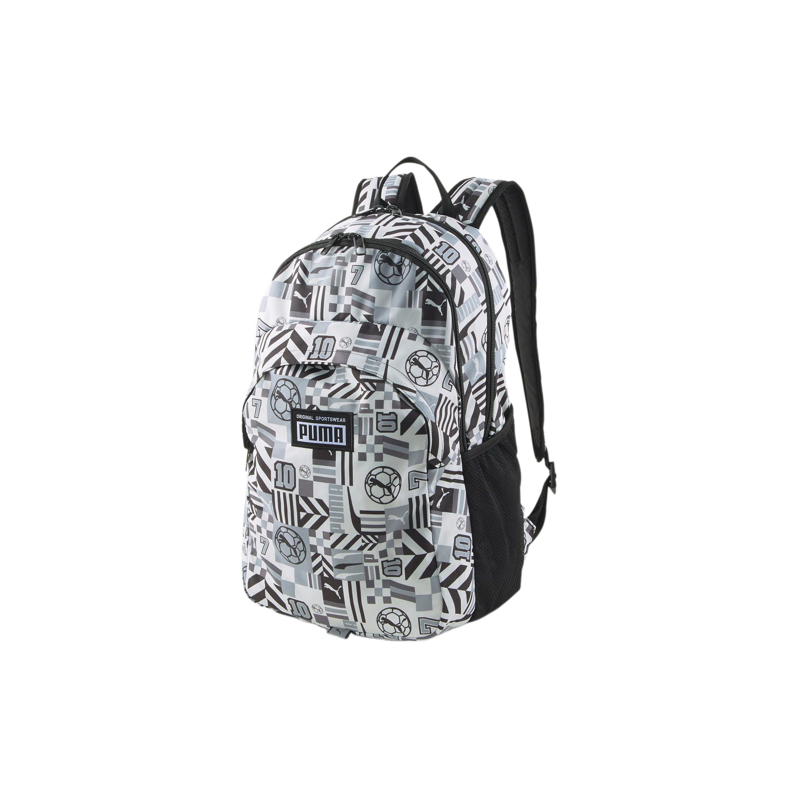 Puma All Over Logo Sports Casual Polyester Backpack Unisex Backpack Black White 079133-03 Black White