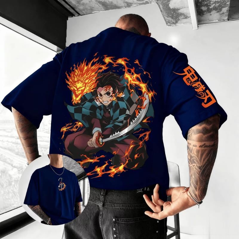 Unisex Summer Oversized Demon Slayer Anime Graphic T Shirt Man Women Short Sleeve Tee Cotton Streetwear Casual Tops Fashion Y2k
