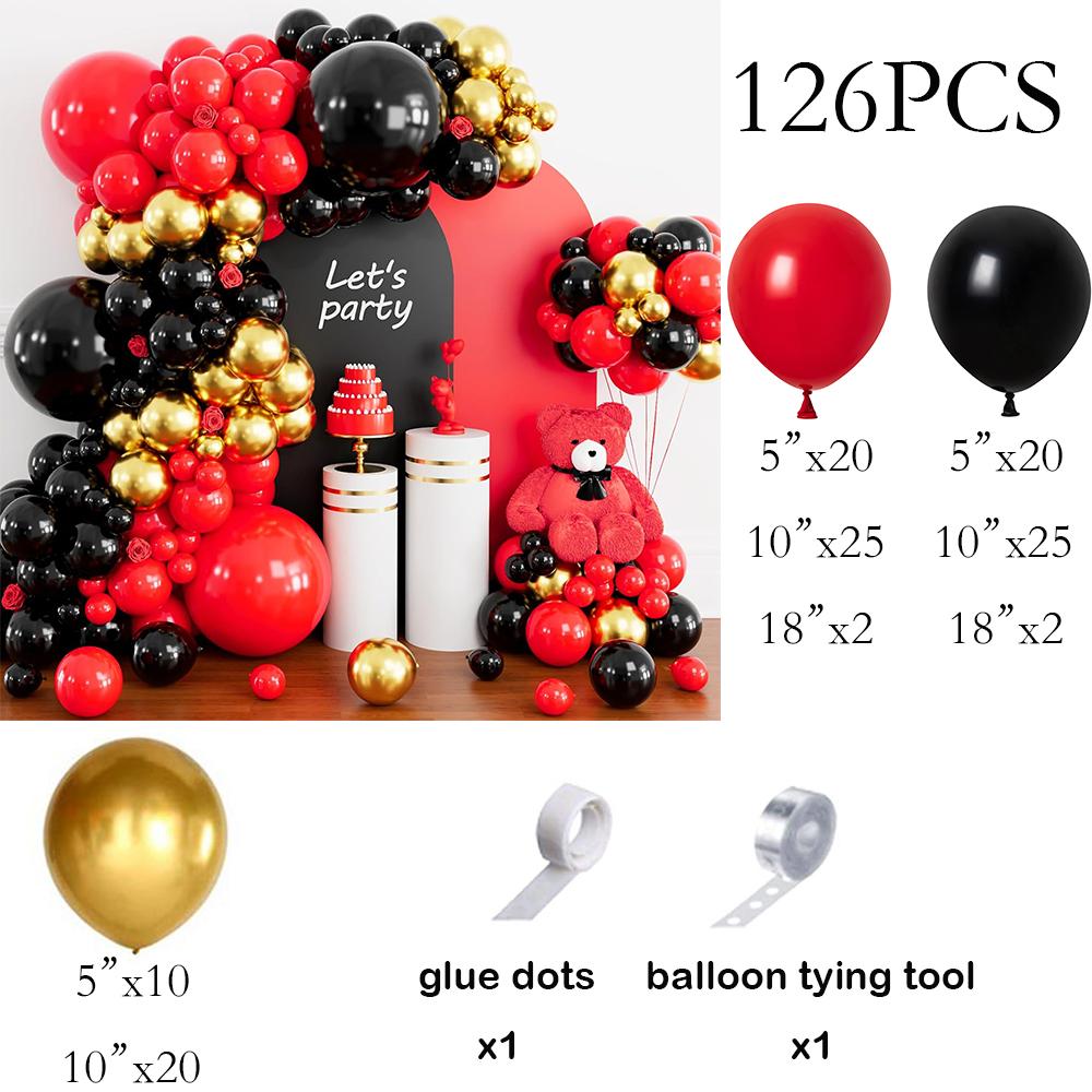 

Black Red Balloons Garland Metallic Gold Balloon Arch Kit Bridal Shower Wedding Anniversry Birthday Party Graduation Decoration AS Picture