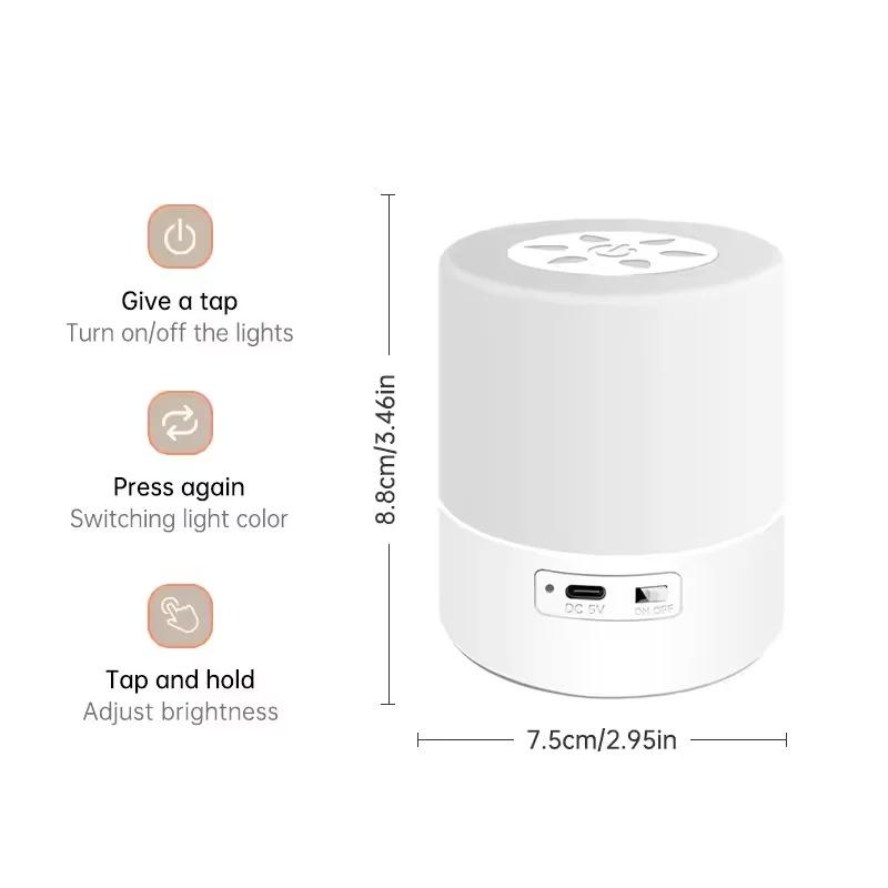 USB Touch Night Lamp LED Lamp Switch Rechargeable Three Colors Lights Bedroom Portable Table Bedside Night Lamp Let you Sleep Comfortably