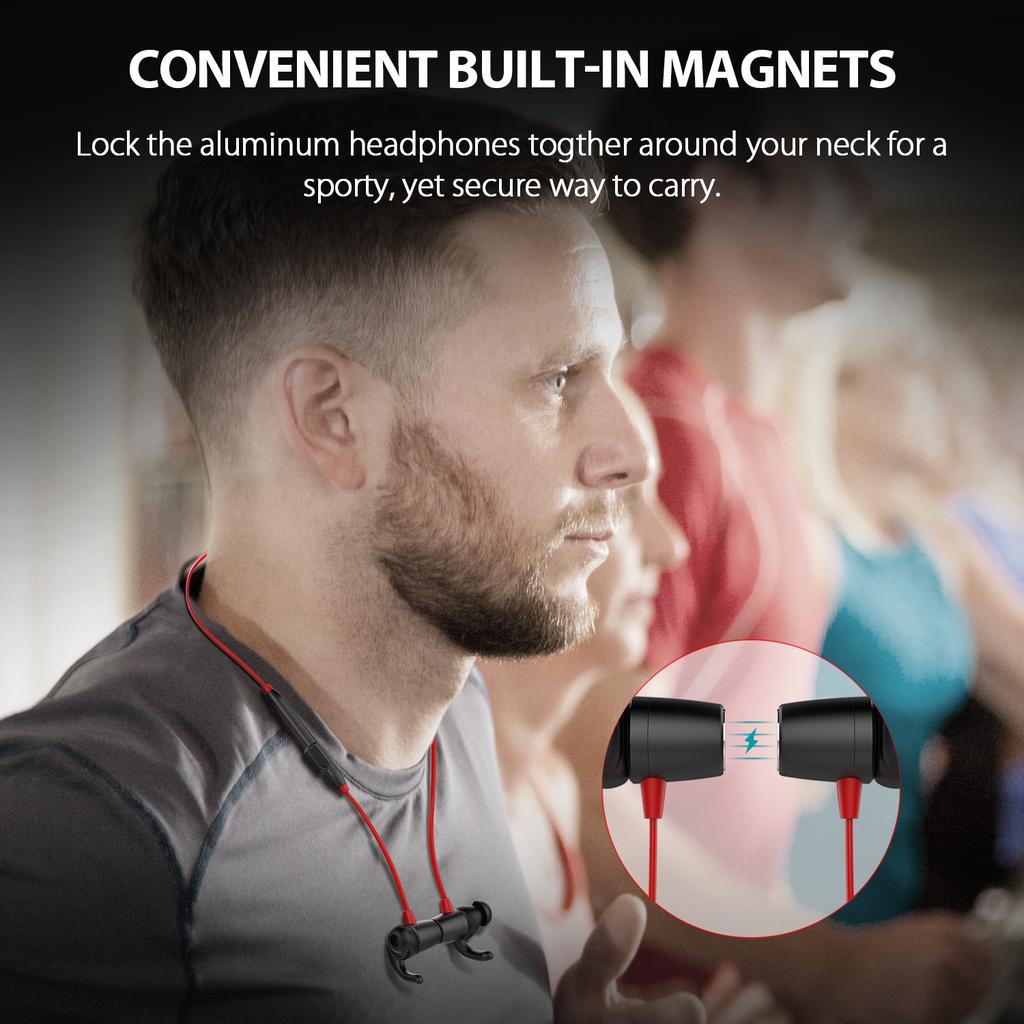Magnetic Wireless Stereo Sports In-Ear Headphone with HD Mic CVC 6.0 Noise Cancellation for Most Bluetooth-enabled Smart Devices