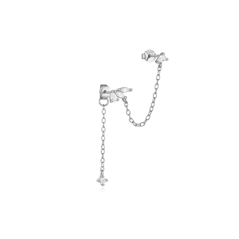 

CANNER 1PC Four Pointed Star Moon Tassel Lotus Cartilage Spiral Puncture 925 Silver Stud Earring For Women Earring