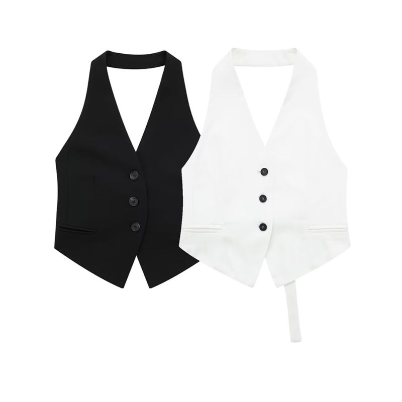 Kaslead Women's Fashion Style Hanging Collar Vest